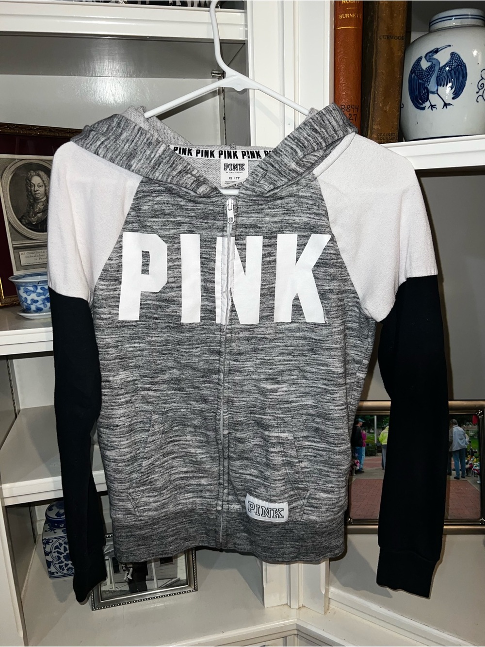 PINK Victoria's Secret Girls' Gray, Black & White Zip Hoodie
